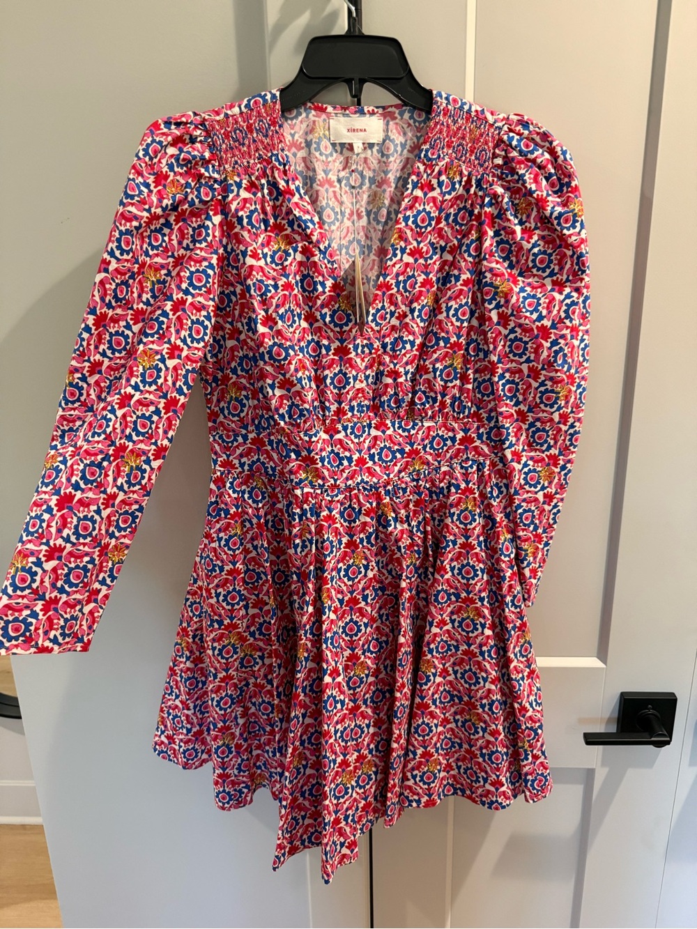 XiRENA Pink Floral Print Puff-Sleeve Dress